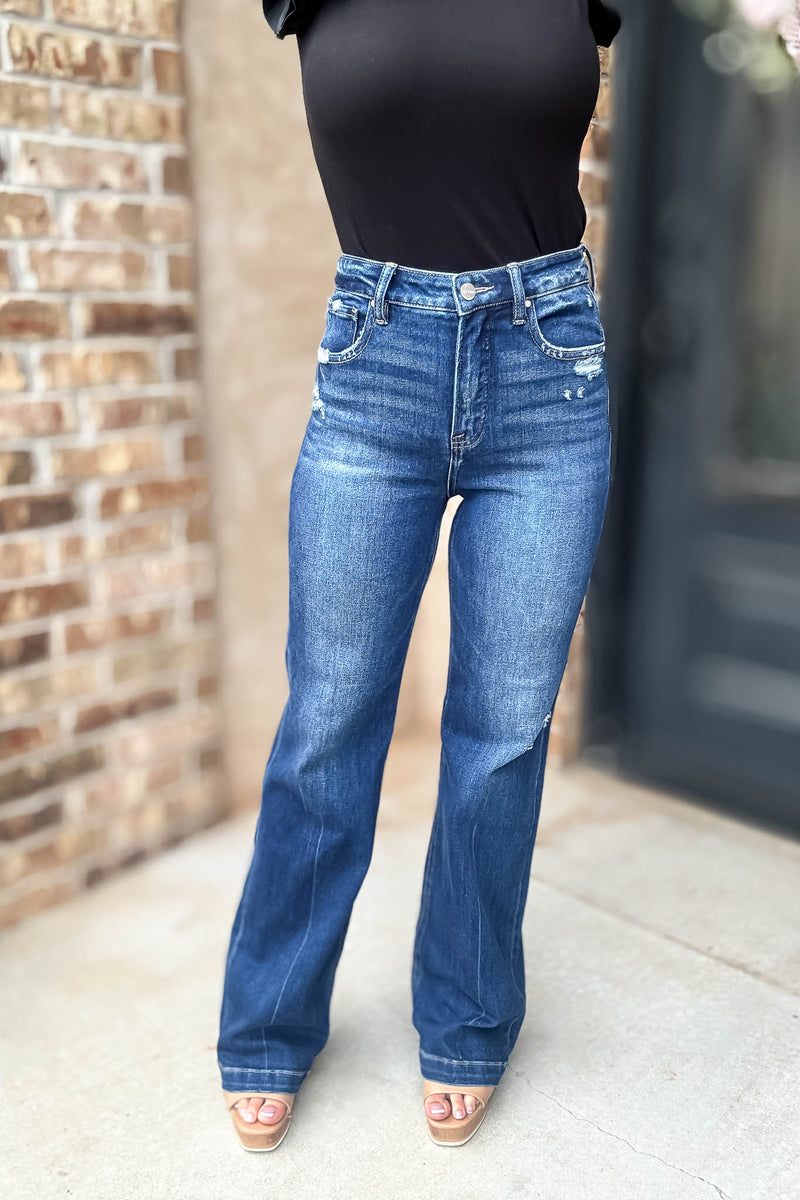 Risen Tummy Control High Rise Straight Jeans
