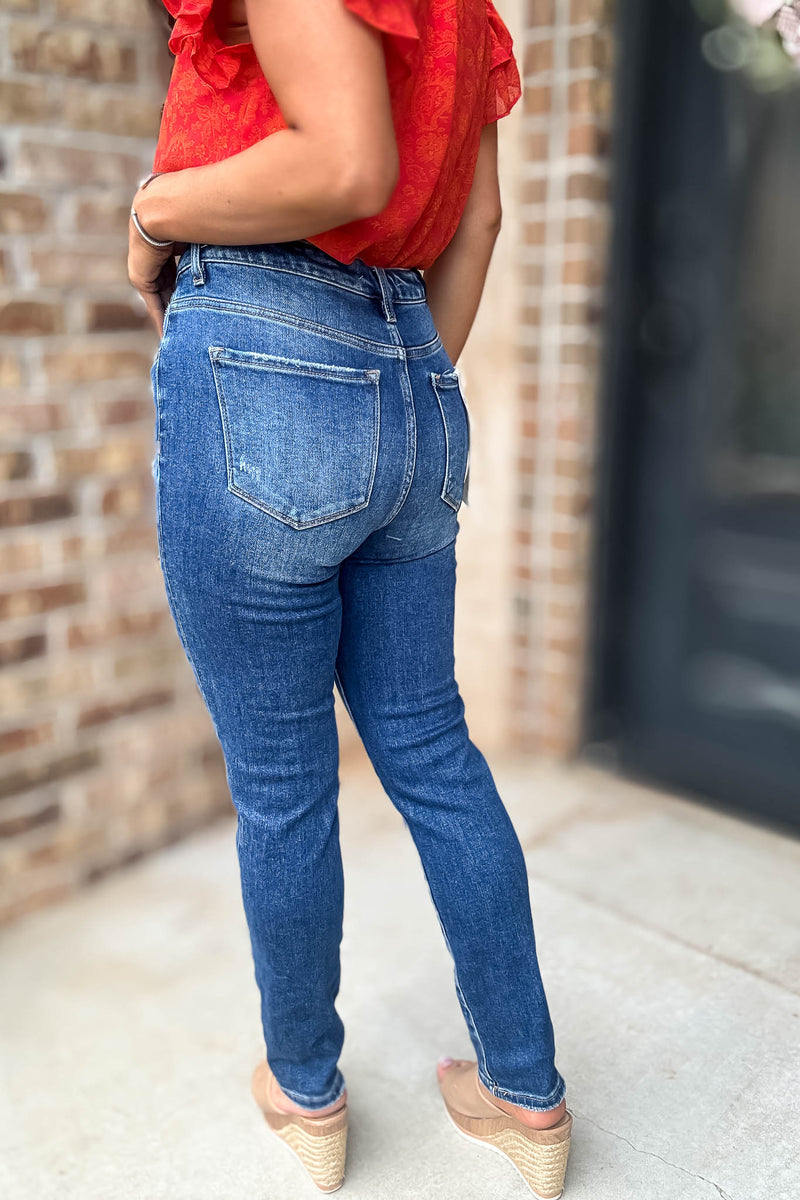 Risen Tummy Control High Rise Ankle Skinny Jeans