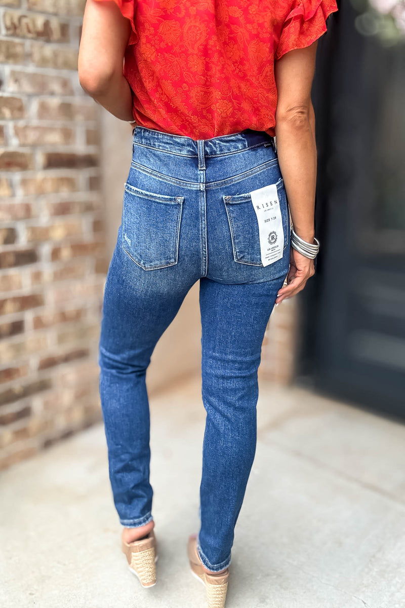 Risen Tummy Control High Rise Ankle Skinny Jeans