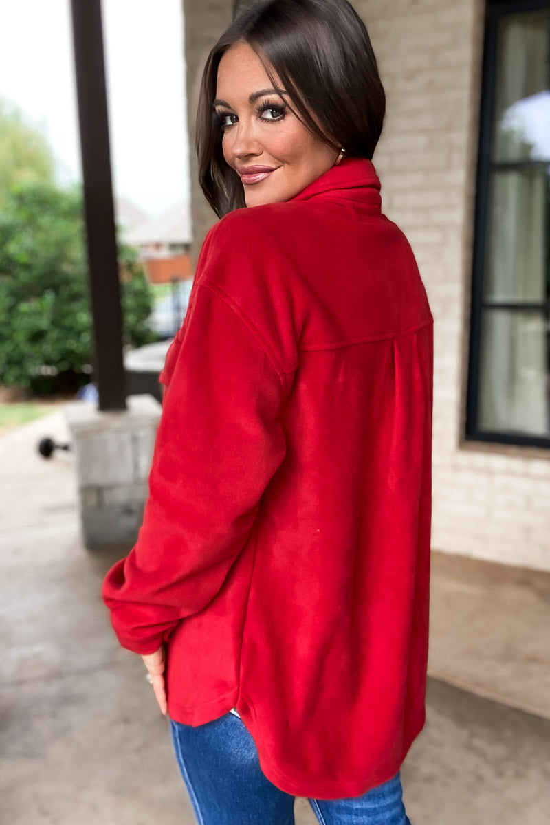 Perfectly In Season Red Fleece Shacket