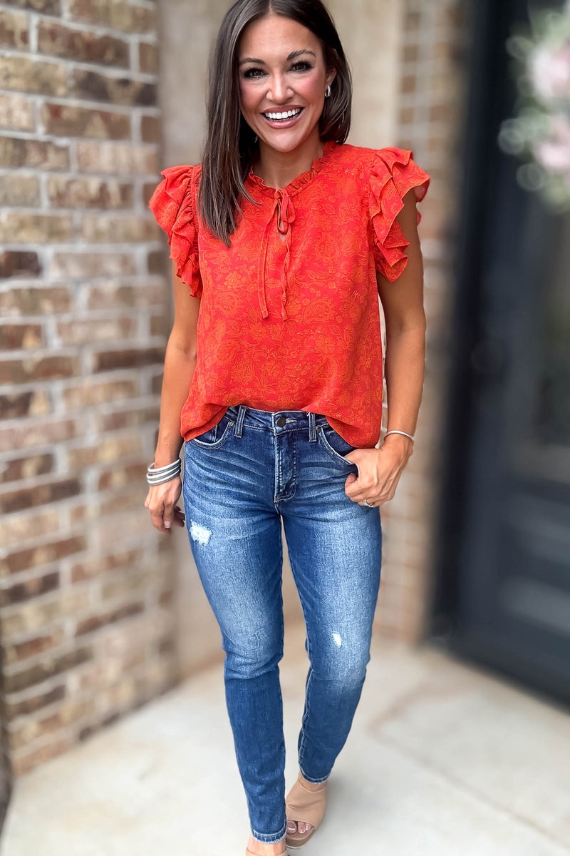 Risen Tummy Control High Rise Ankle Skinny Jeans
