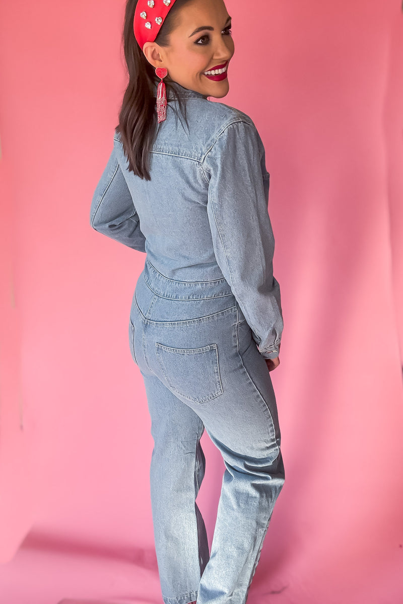 Coming For You Denim Jumpsuit