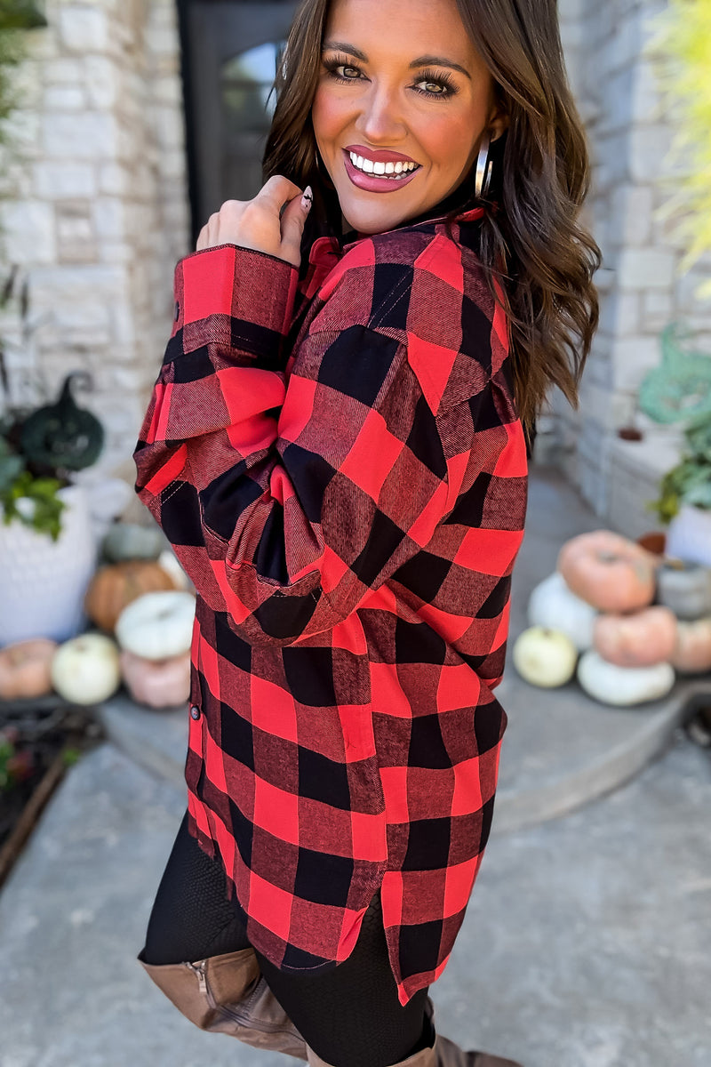 Perfectly You Red Check Flannel Shirt
