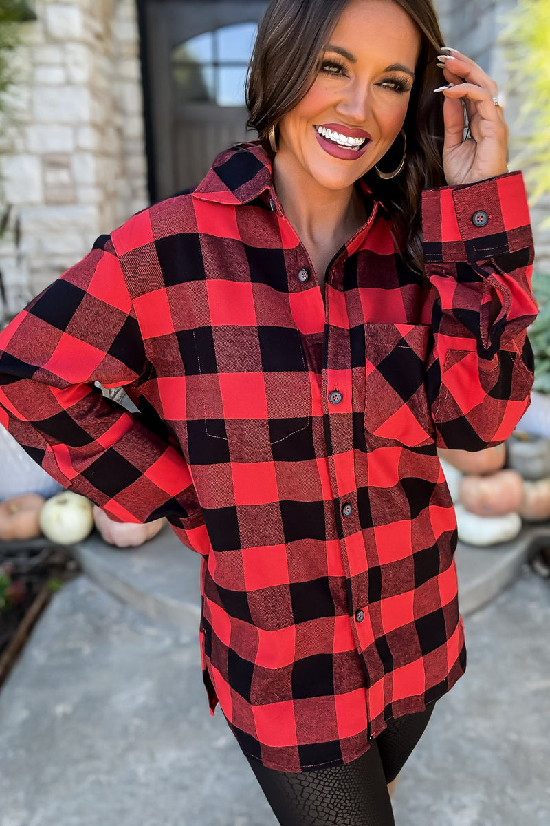 Perfectly You Red Check Flannel Shirt