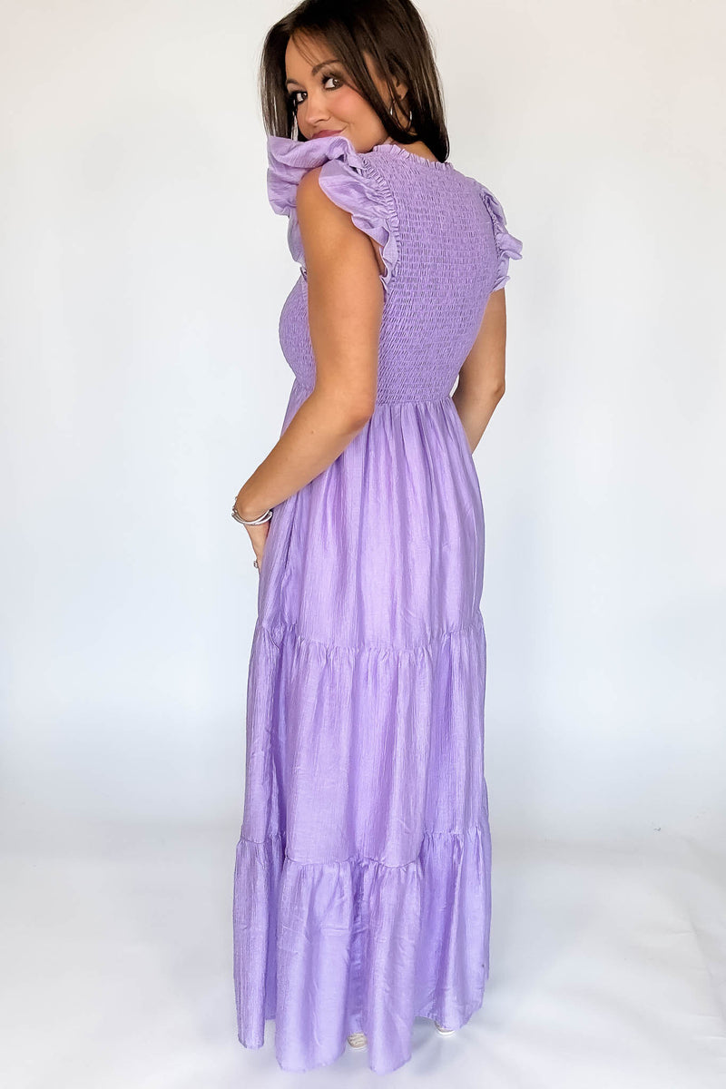 Mable Rose Short Balloon Sleeve Smocked Tiered Maxi Dress