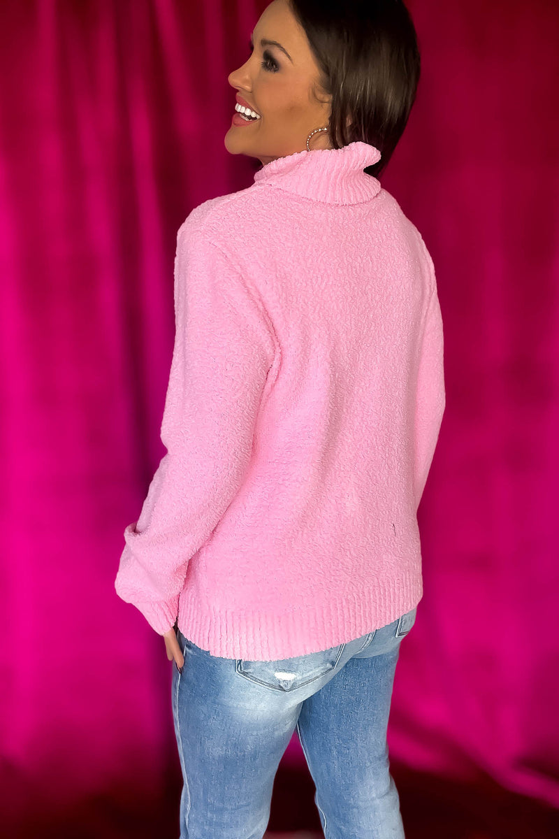 Turtleneck Pink Long Sleeve Sweater