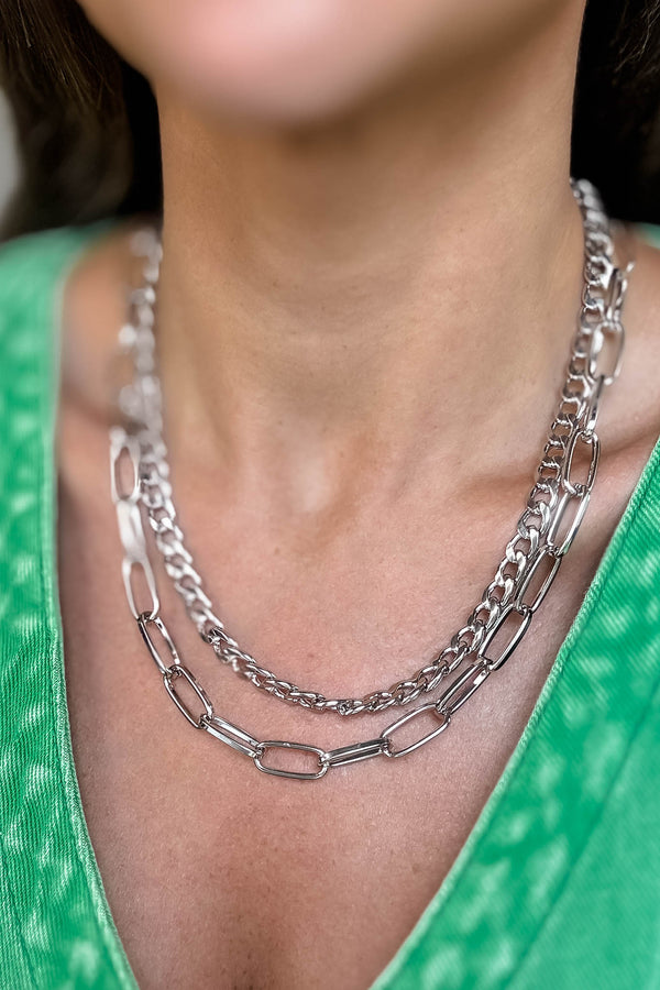 Silver Double Link Necklace