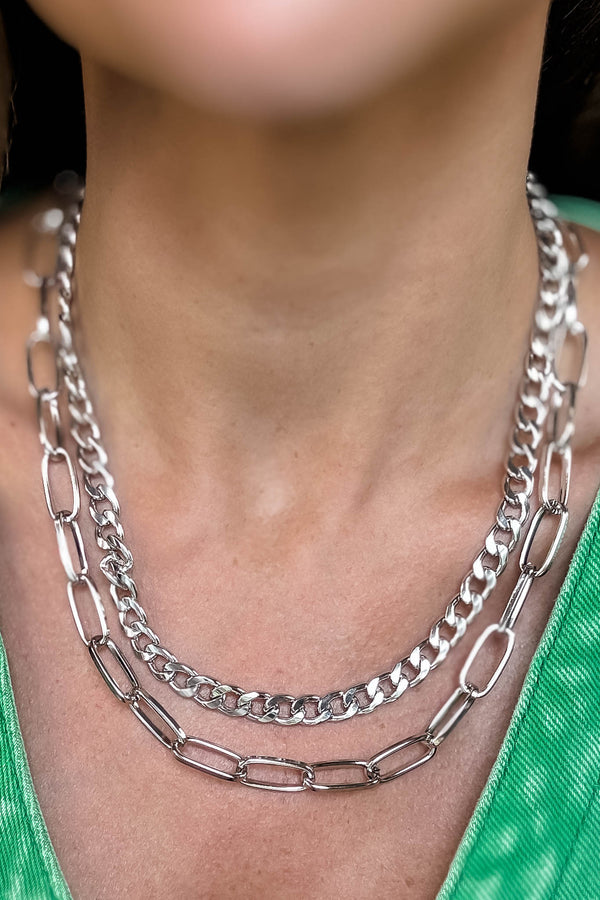 Silver Double Link Necklace