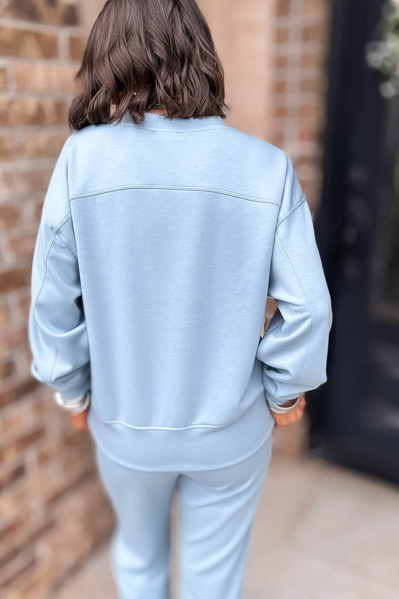 Crew Neck Blue Grey Scuba Crewneck Pullover