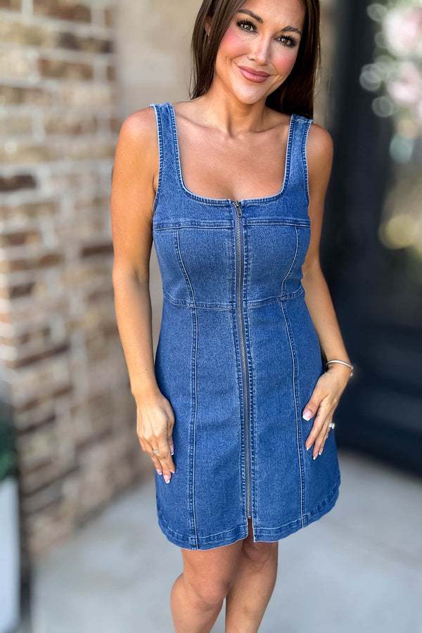 Denim Zip Up Dress