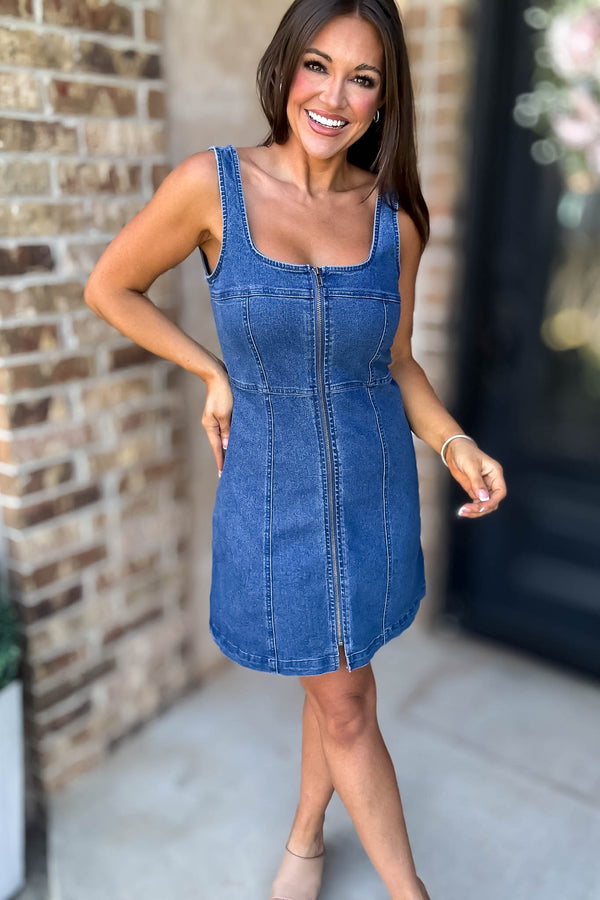 Denim Zip Up Dress