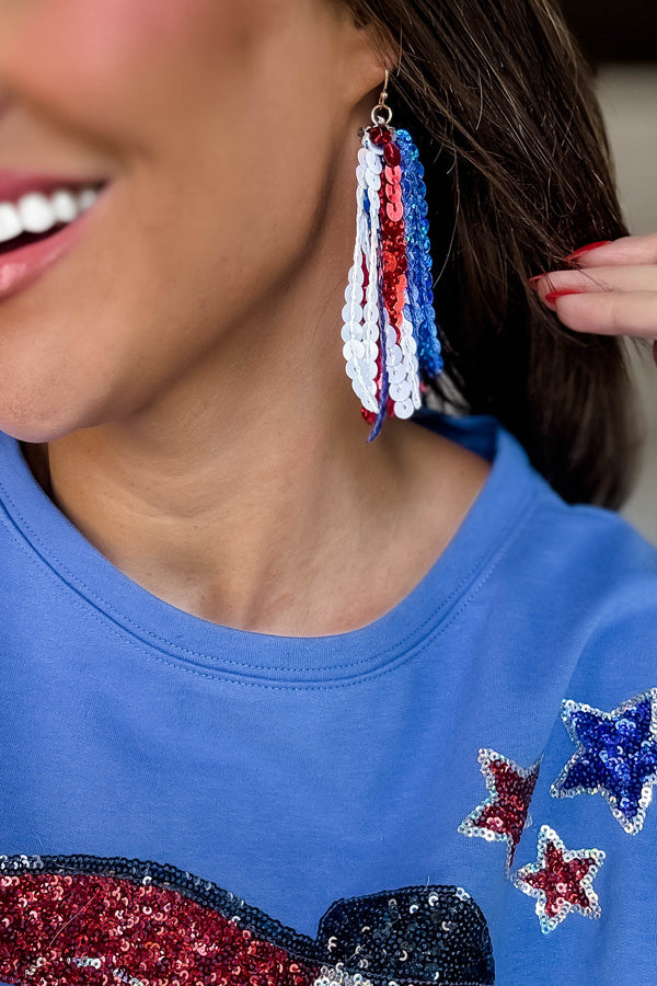 Red, White, And Blue Strand Earrings