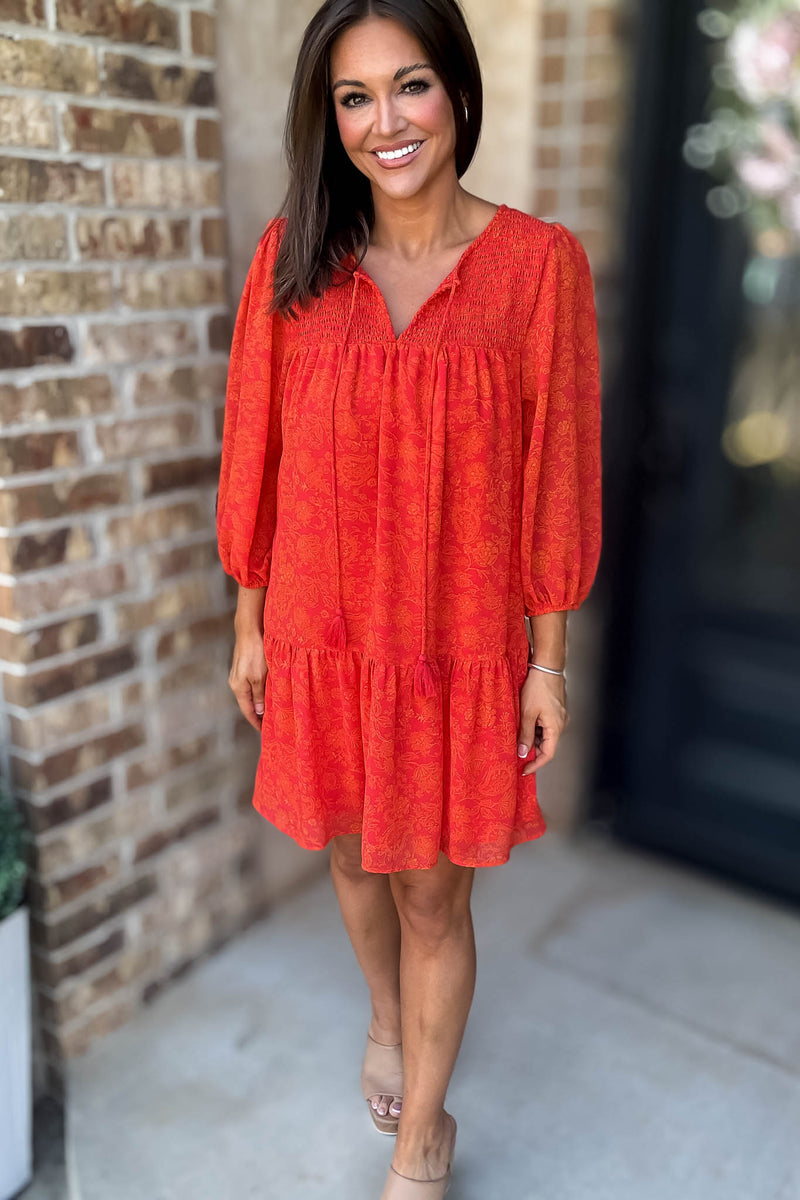 Floral Print V Neck Tiered Ruffle Mini Dress
