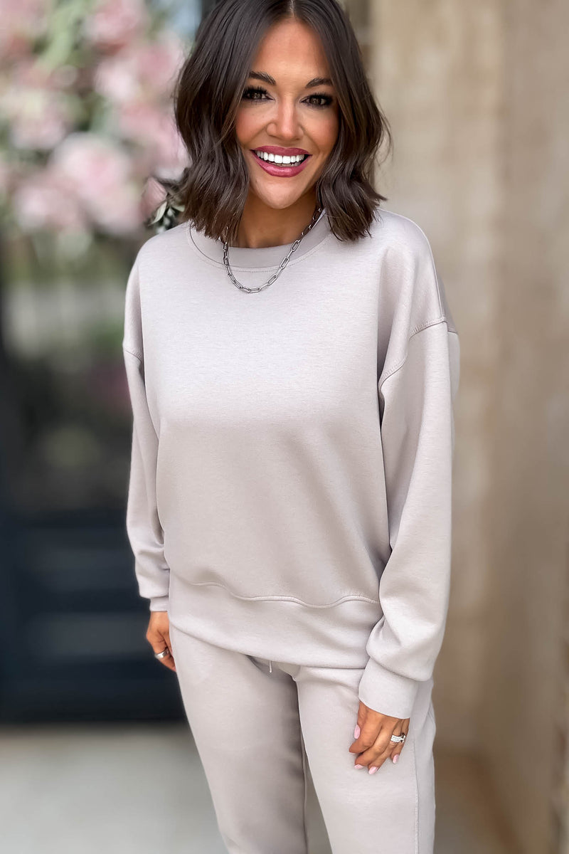 Crew Neck Ash Mocha Scuba Crewneck Pullover