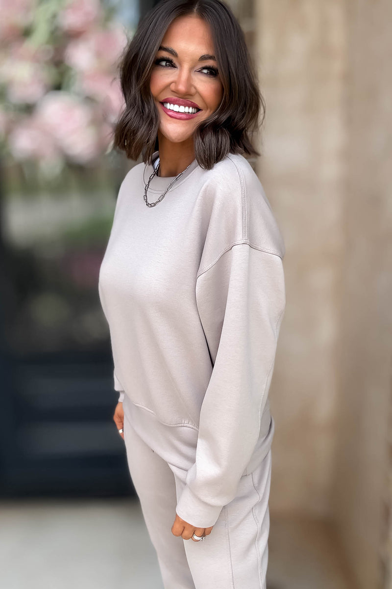 Crew Neck Ash Mocha Scuba Crewneck Pullover