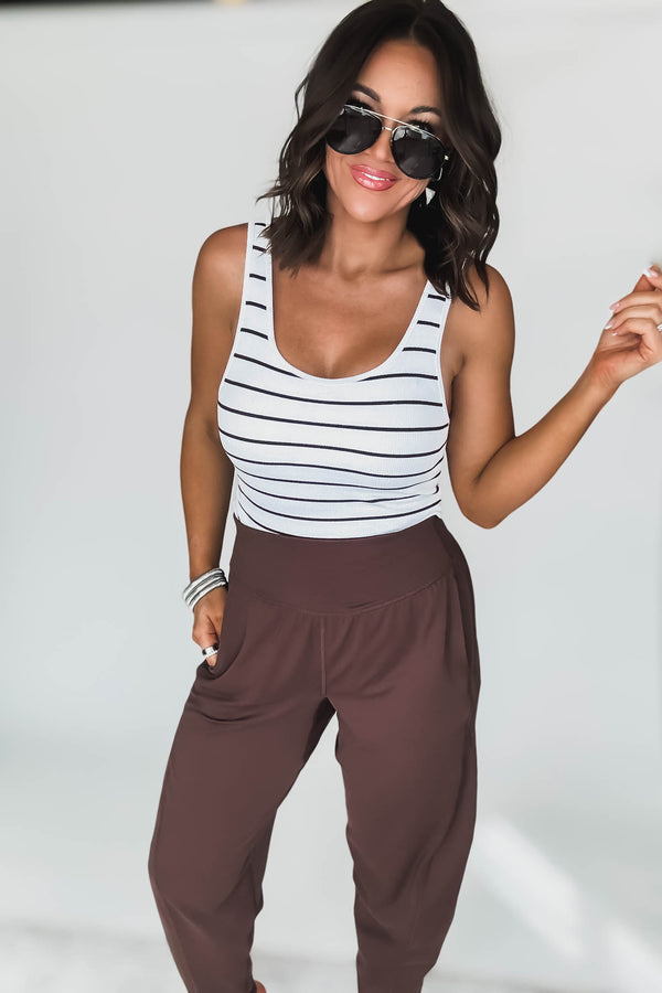 Classic Seamless White And Rich Soil Ribbed Tank Top