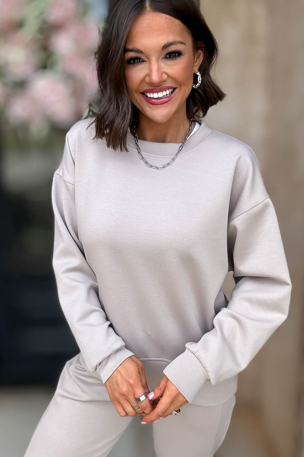 Crew Neck Ash Mocha Scuba Crewneck Pullover
