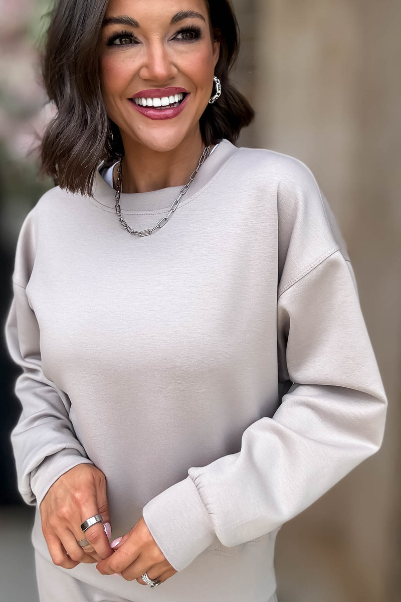 Crew Neck Ash Mocha Scuba Crewneck Pullover