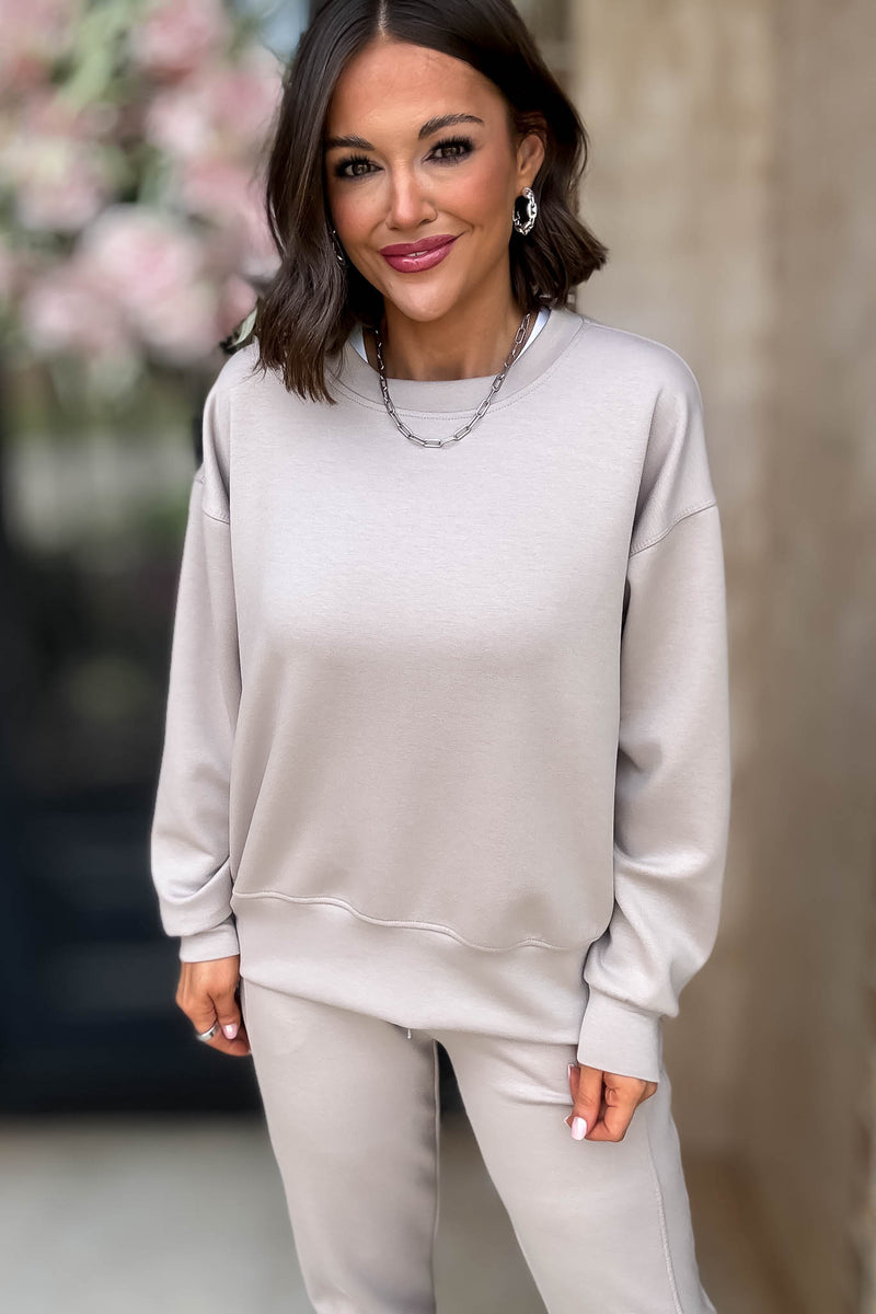 Crew Neck Ash Mocha Scuba Crewneck Pullover