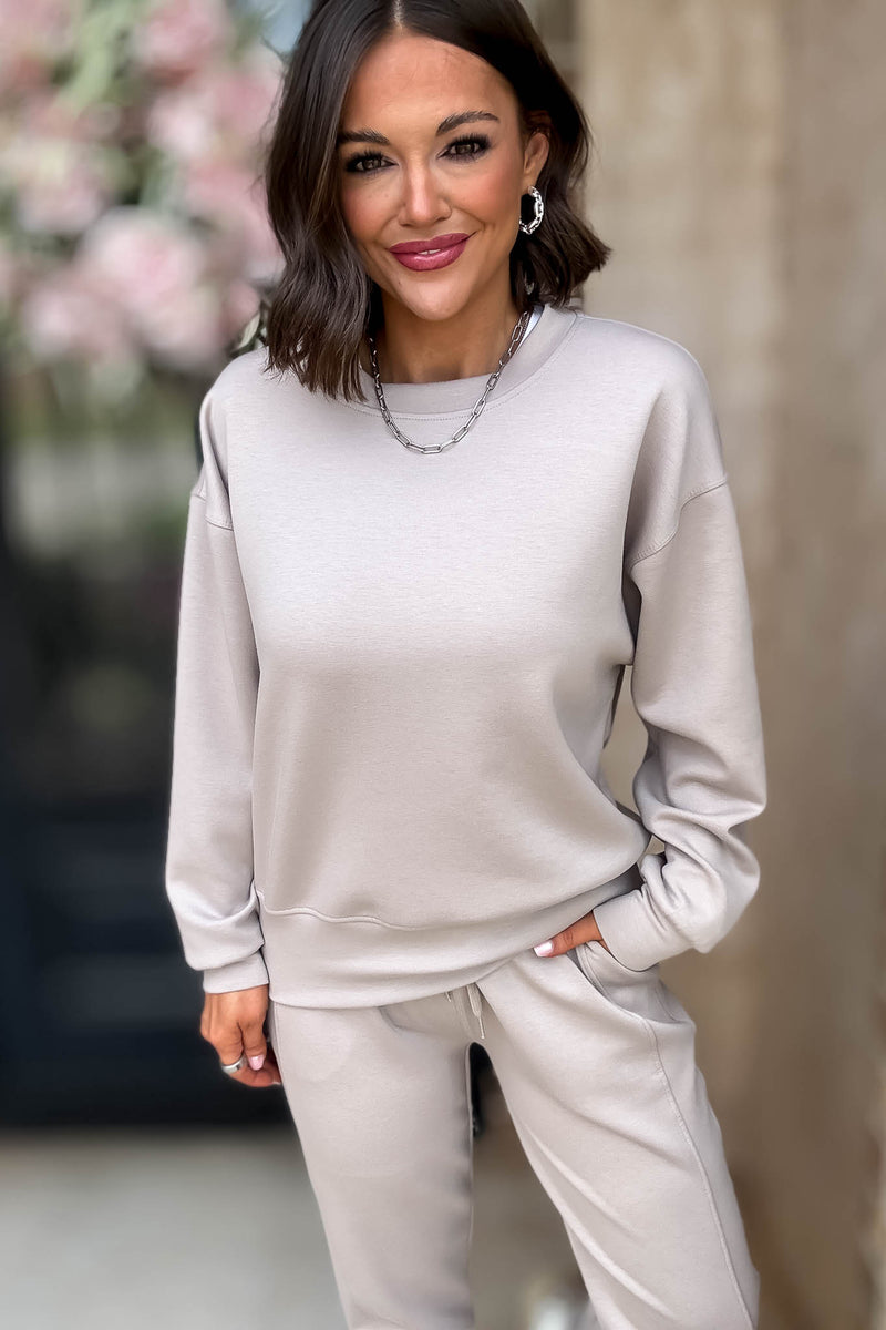 Crew Neck Ash Mocha Scuba Crewneck Pullover