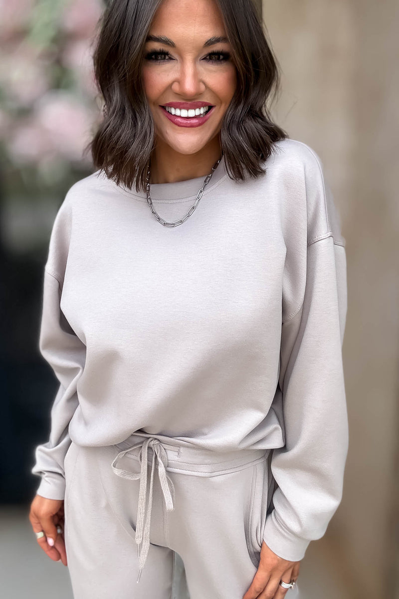Crew Neck Ash Mocha Scuba Crewneck Pullover