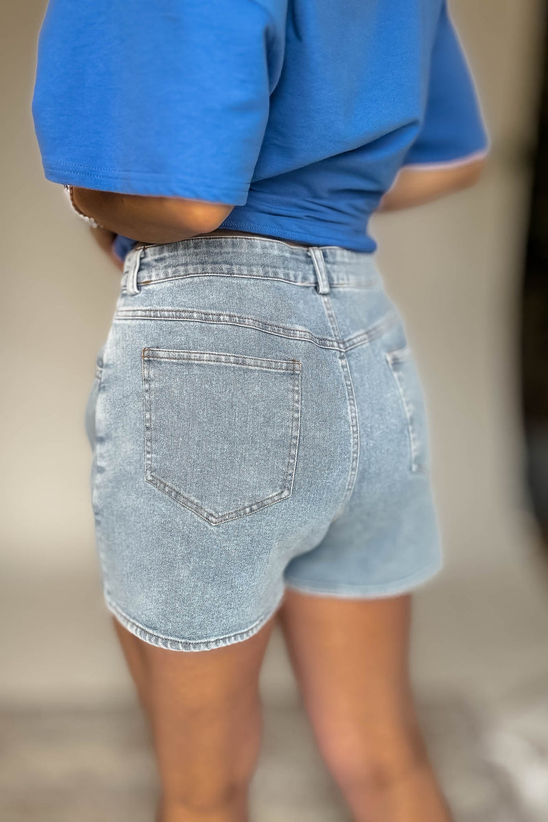 Front Pocket Graphic Sequins Patriotic Denim Short
