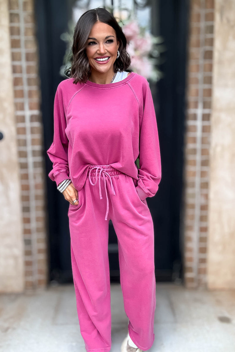 Wine Washed Terry Round Neck Pullover