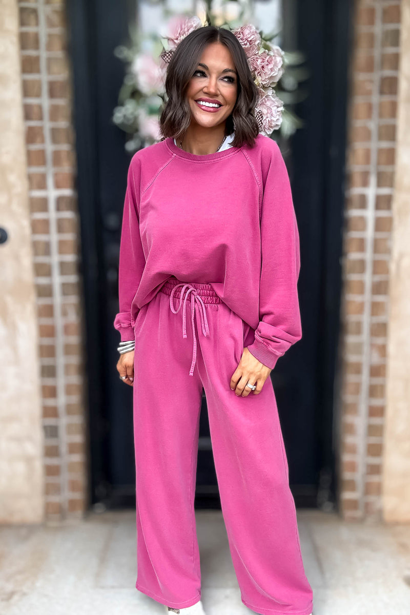 Wine Washed Terry Round Neck Pullover