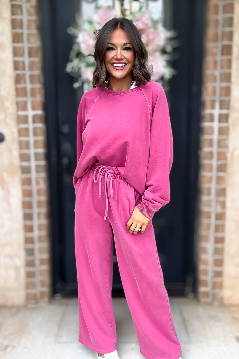 Wine Washed Terry Round Neck Pullover