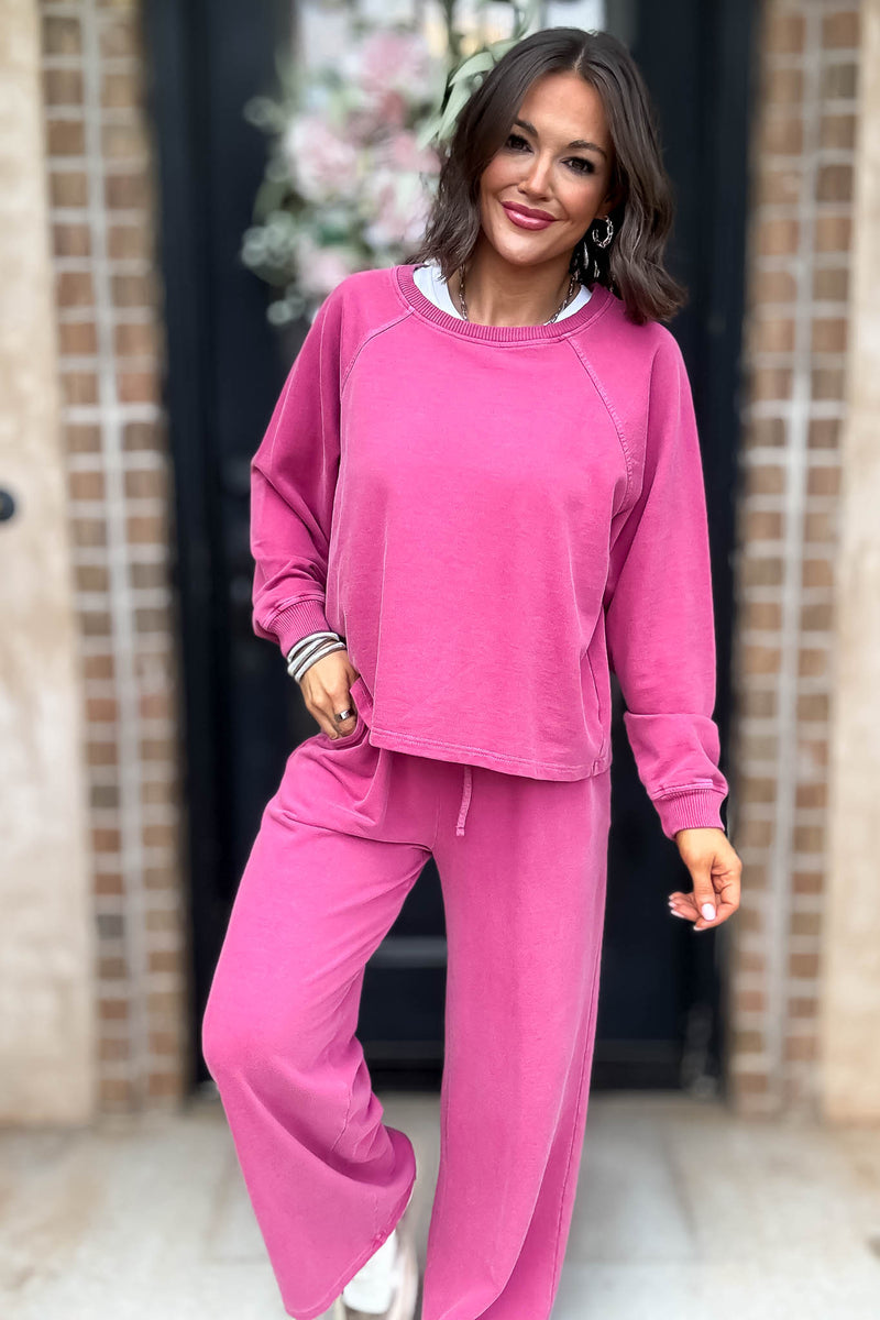 Wine Washed Terry Round Neck Pullover