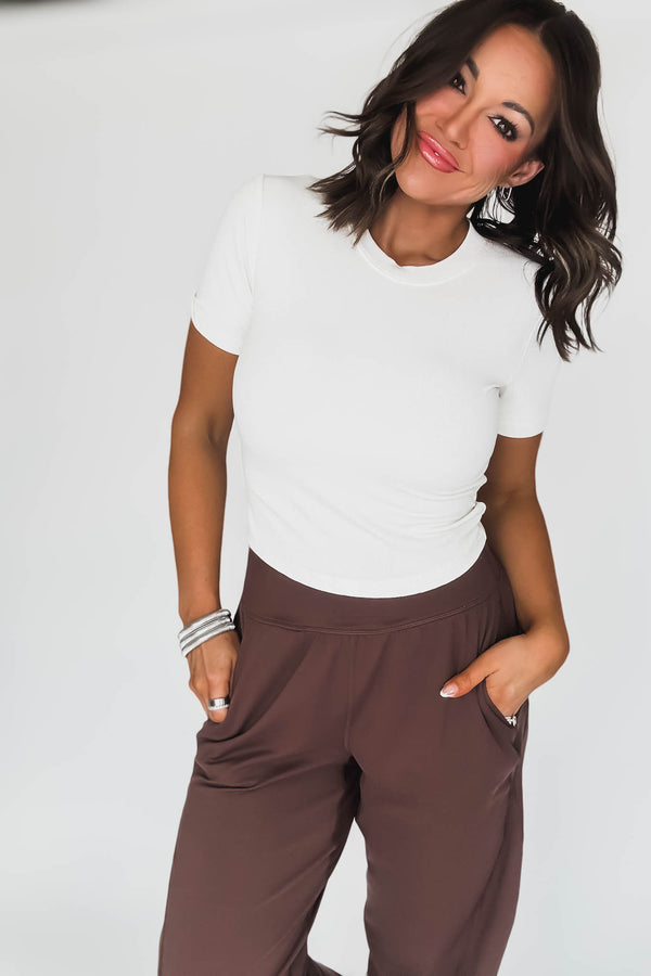 Essential White Micro Ribbed Cropped Tee