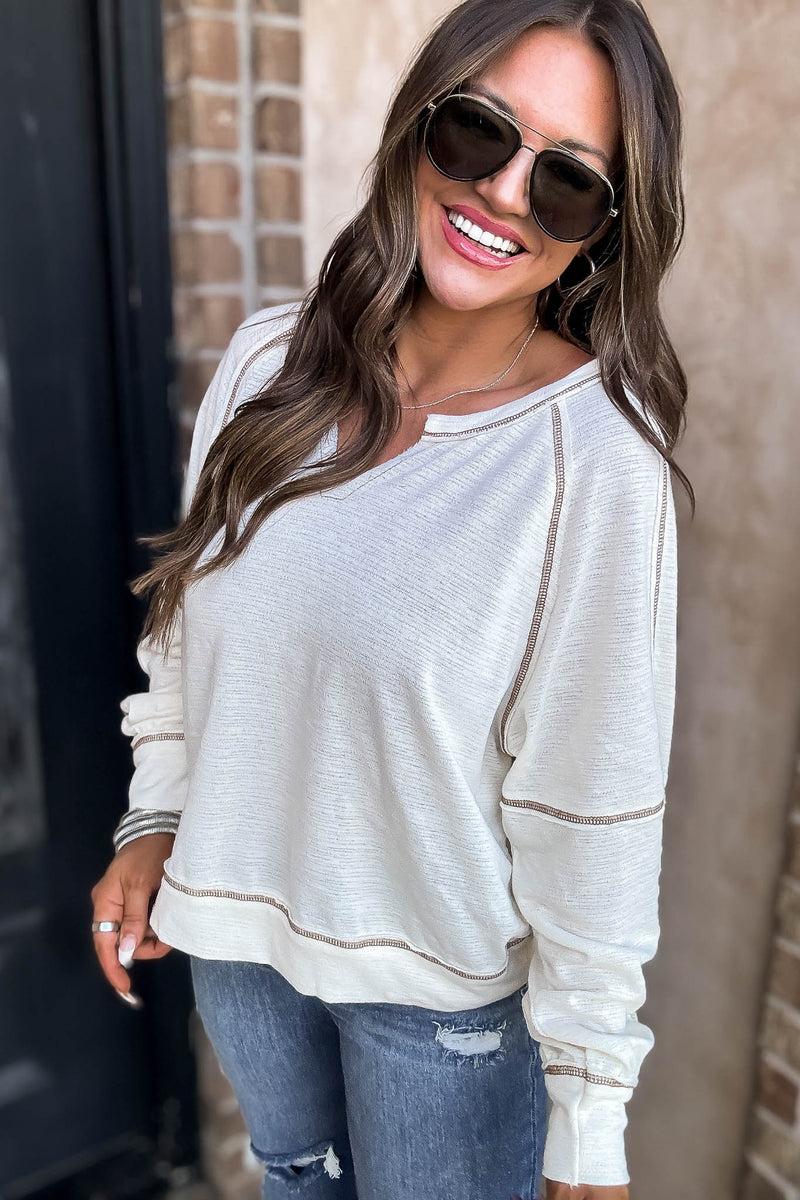 Cozy Changes Cream Dolman Sleeve Top