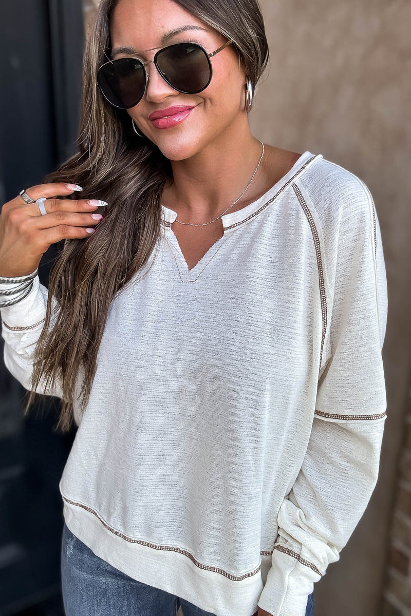 Cozy Changes Cream Dolman Sleeve Top