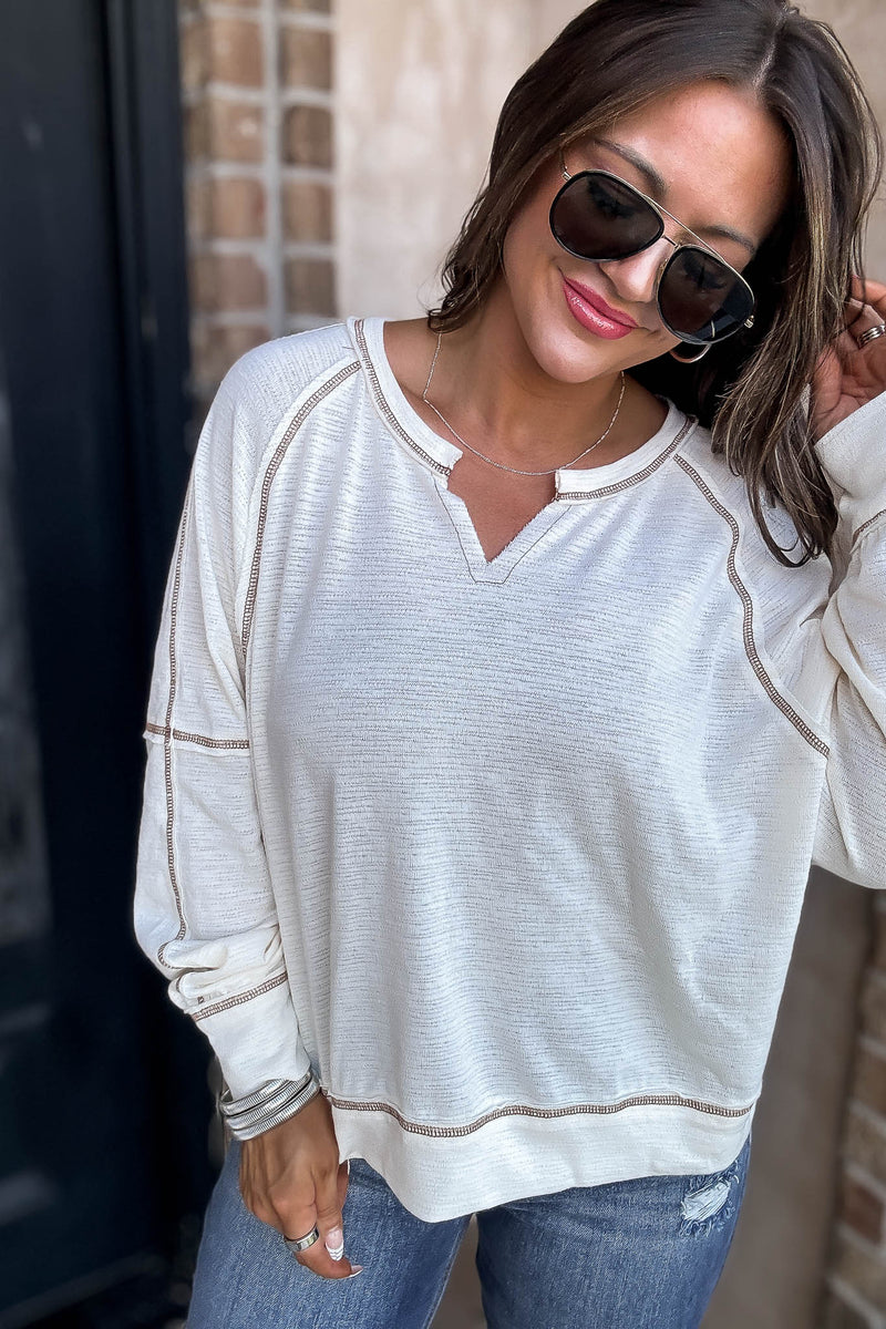 Cozy Changes Cream Dolman Sleeve Top