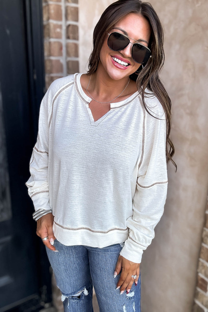 Cozy Changes Cream Dolman Sleeve Top