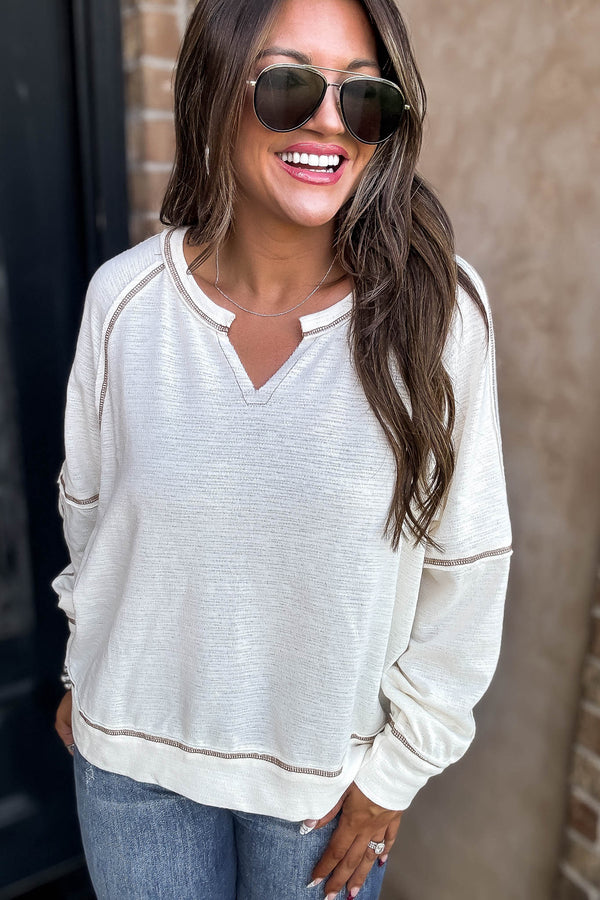 Cozy Changes Cream Dolman Sleeve Top