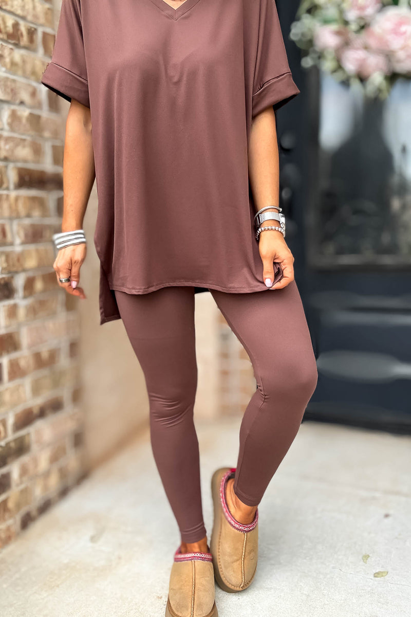 Beautiful Dreamer Brown Top And Legging Set
