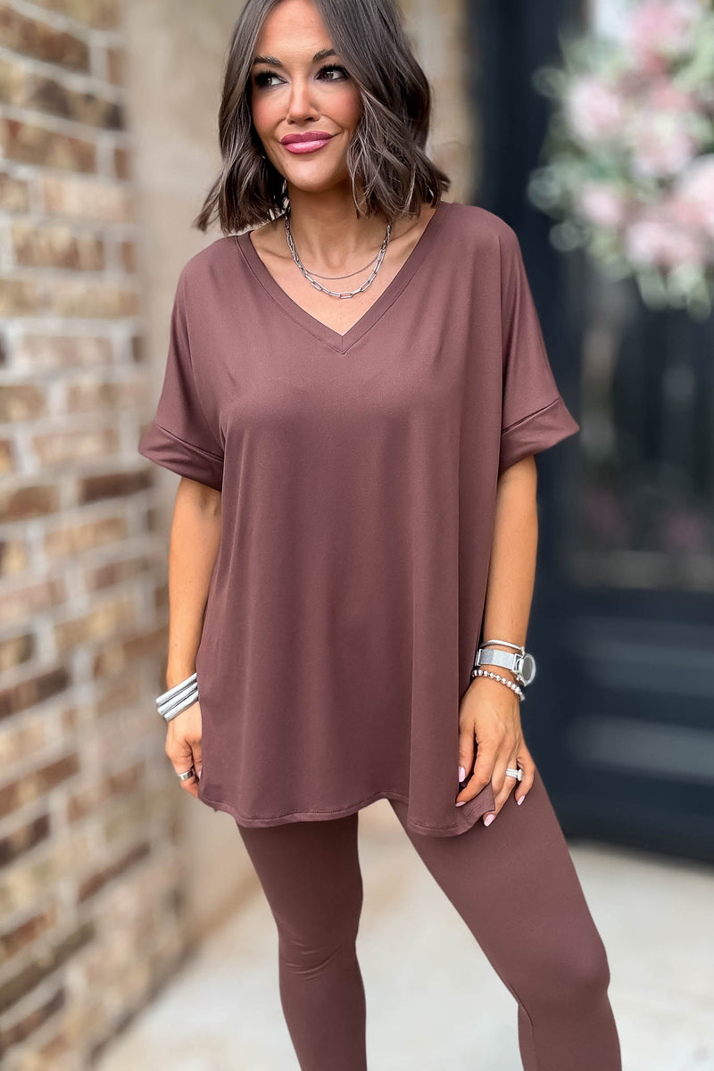 Beautiful Dreamer Brown Top And Legging Set