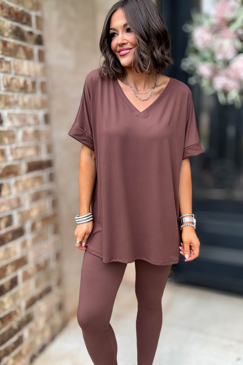 Beautiful Dreamer Brown Top And Legging Set