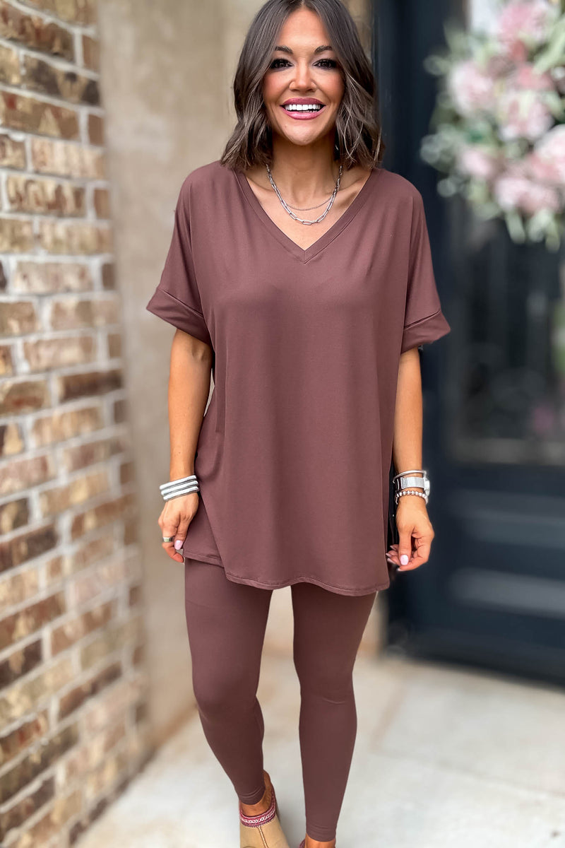 Beautiful Dreamer Brown Top And Legging Set
