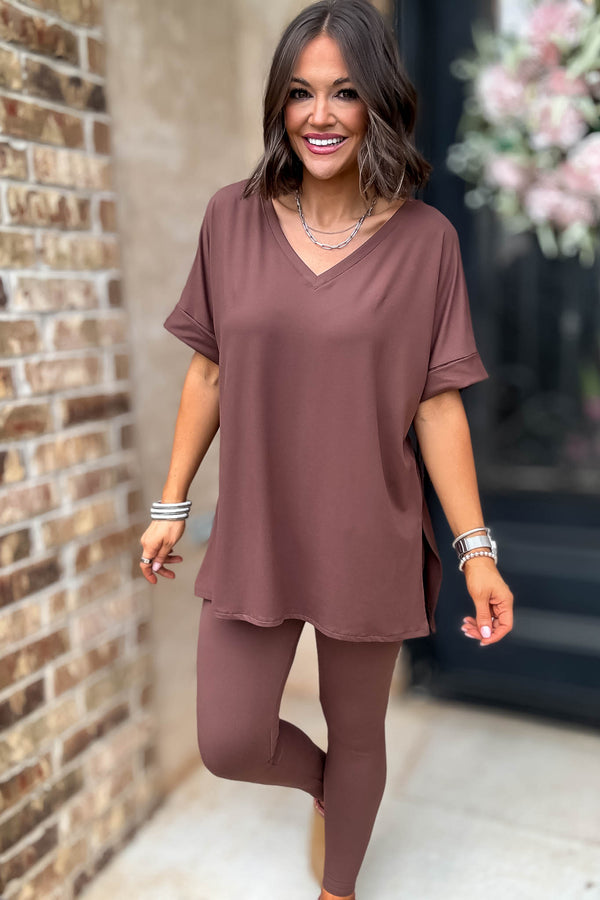 Beautiful Dreamer Brown Top And Legging Set