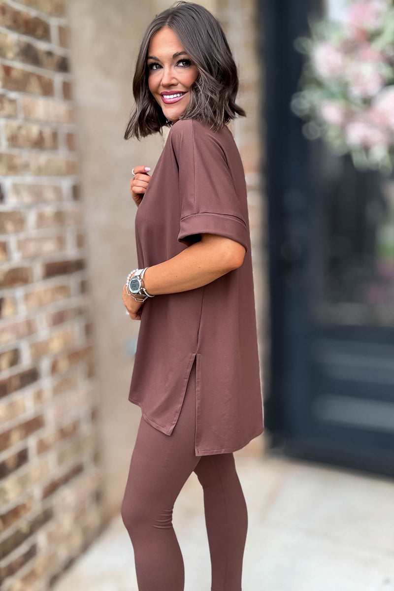 Beautiful Dreamer Brown Top And Legging Set