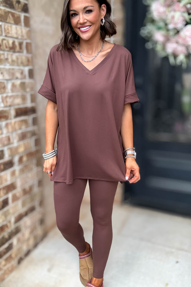 Beautiful Dreamer Brown Top And Legging Set