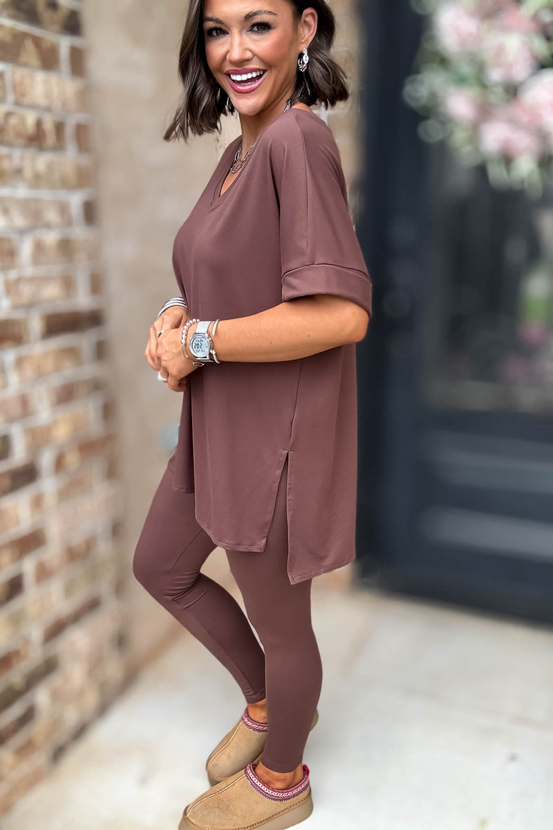 Beautiful Dreamer Brown Top And Legging Set