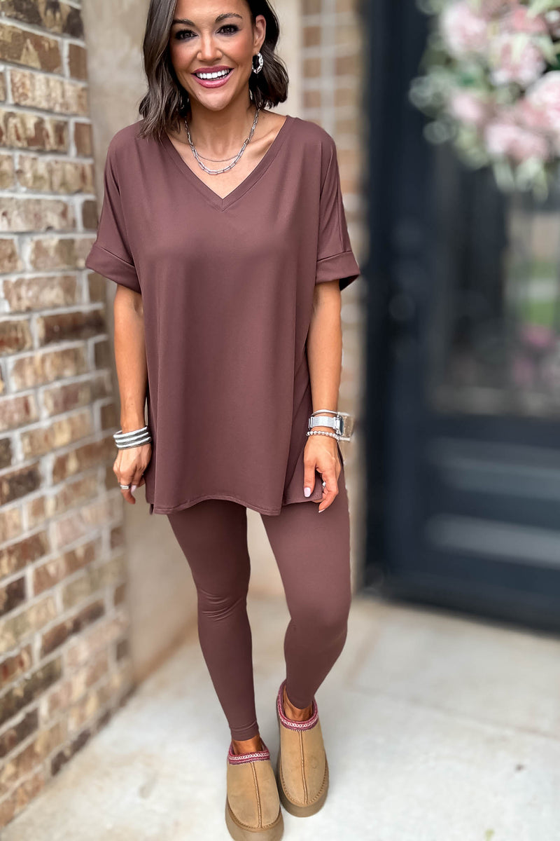 Beautiful Dreamer Brown Top And Legging Set