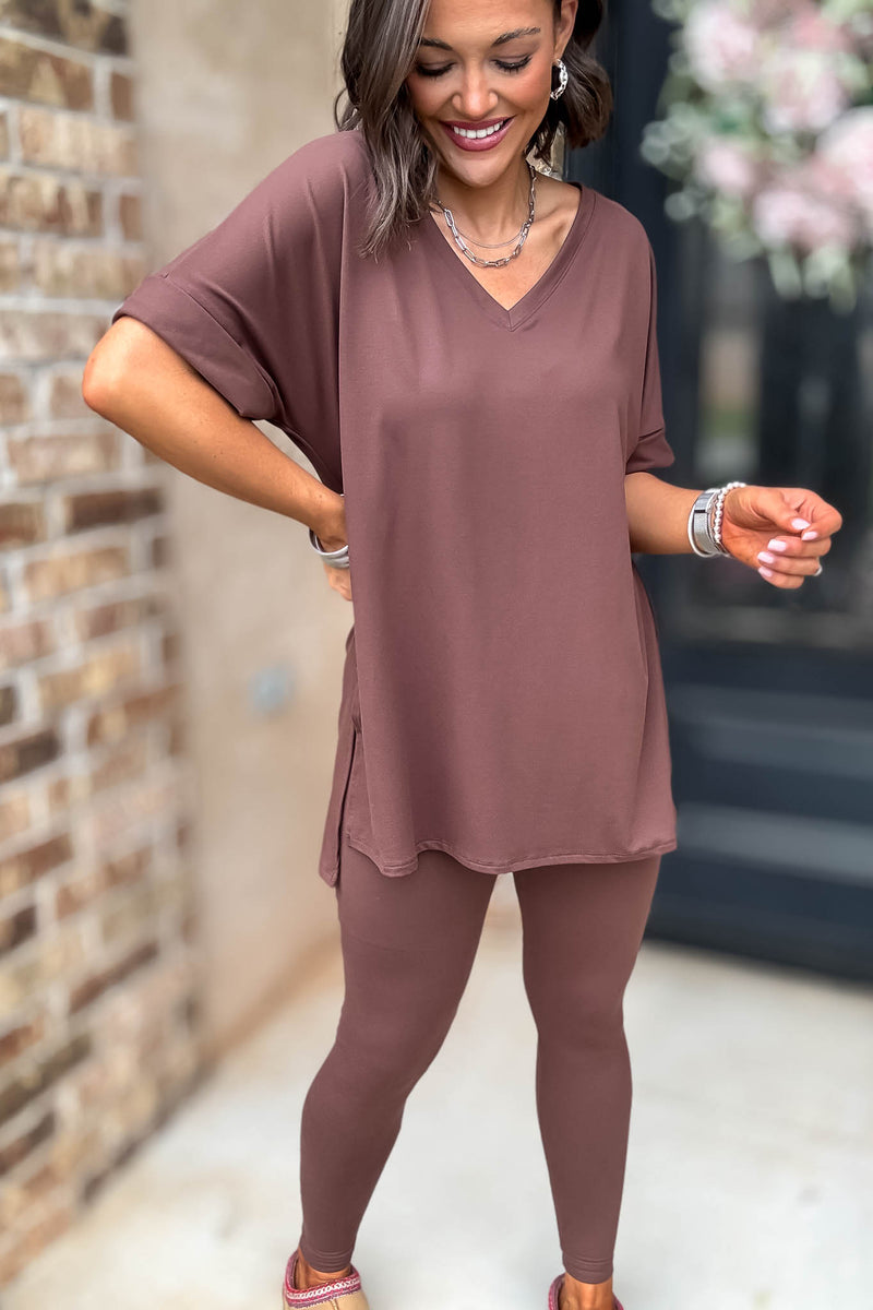 Beautiful Dreamer Brown Top And Legging Set