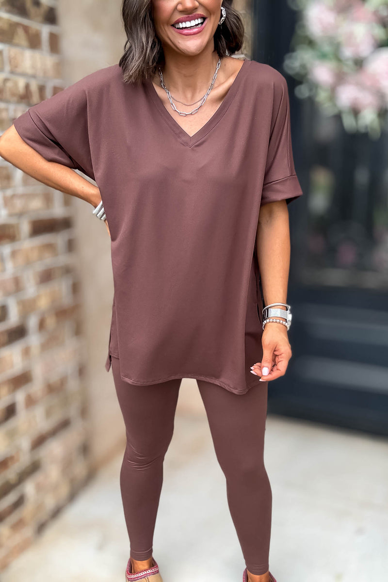 Beautiful Dreamer Brown Top And Legging Set