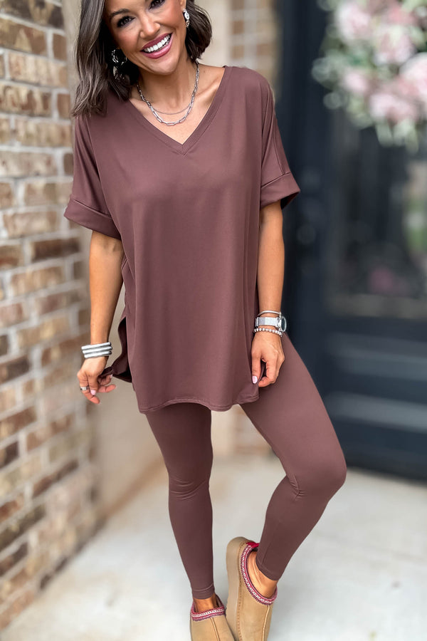Beautiful Dreamer Brown Top And Legging Set