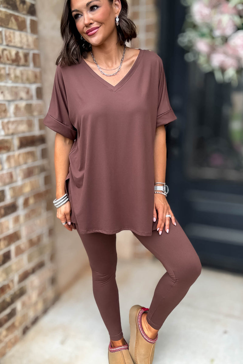 Beautiful Dreamer Brown Top And Legging Set