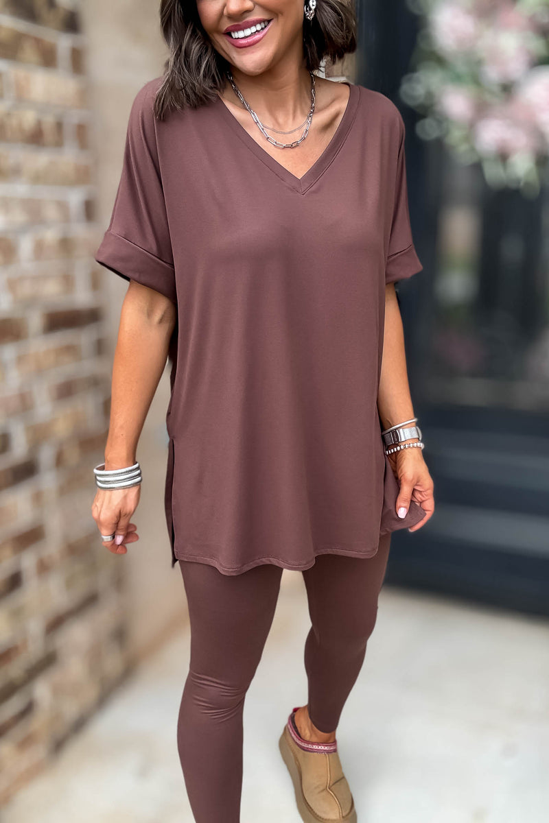 Beautiful Dreamer Brown Top And Legging Set
